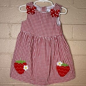 Red Gingham Strawberry Dress for Kids